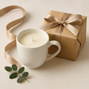 Elegant Cream Candle in Ceramic Mug
